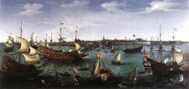 VROOM, Hendrick Cornelisz. The Arrival at Vlissingen of the Elector Palatinate Frederick V wr France oil painting art